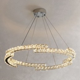 Luminária pendente de cristal redonda de luxo K9 para teto interno