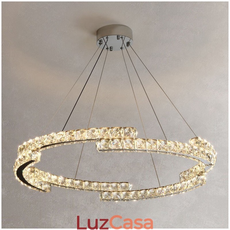 Luminária pendente de cristal redonda de luxo K9 para teto interno