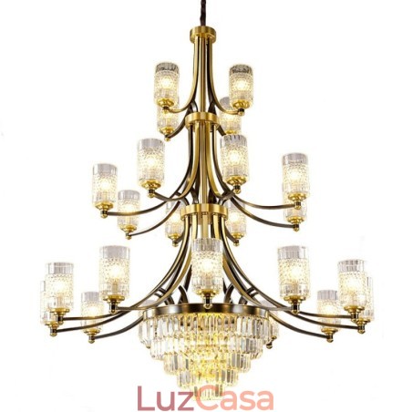 Grande lustre de cristal de cobre de luxo para suporte de luz 12+8+4 Grande lustre de cristal de cobre de luxo para suporte de luz 12+8+4