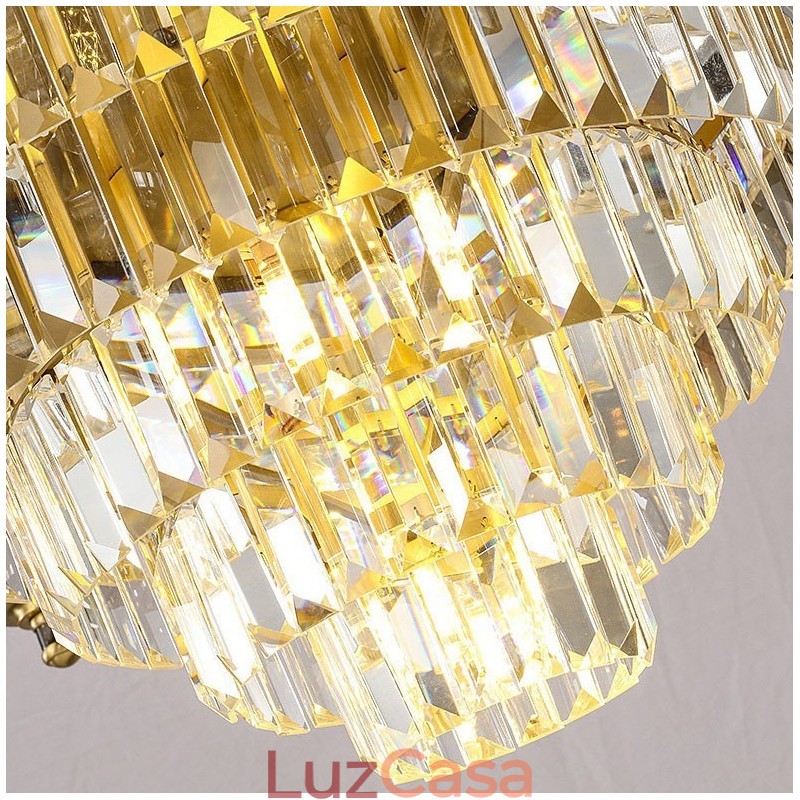 Grande lustre de cristal de cobre de luxo para suporte de luz 12+8+4
