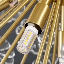 Luminária pendente nórdica esférica de cristal dente-de-leão em latão