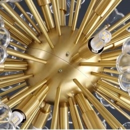 Luminária pendente nórdica esférica de cristal dente-de-leão em latão