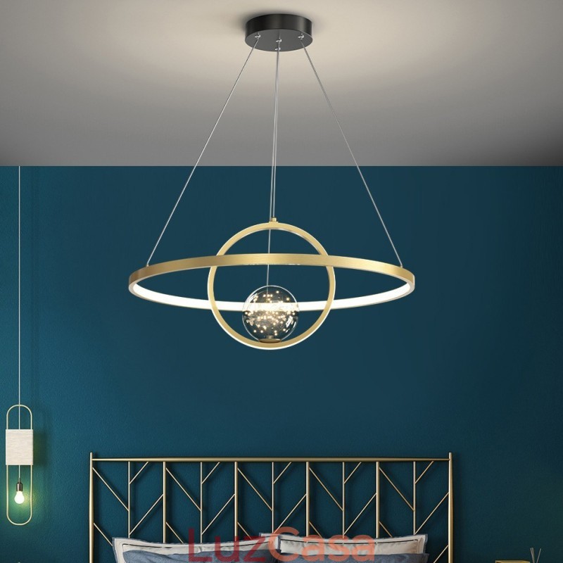 Luminária pendente nórdica moderna dourada circular
