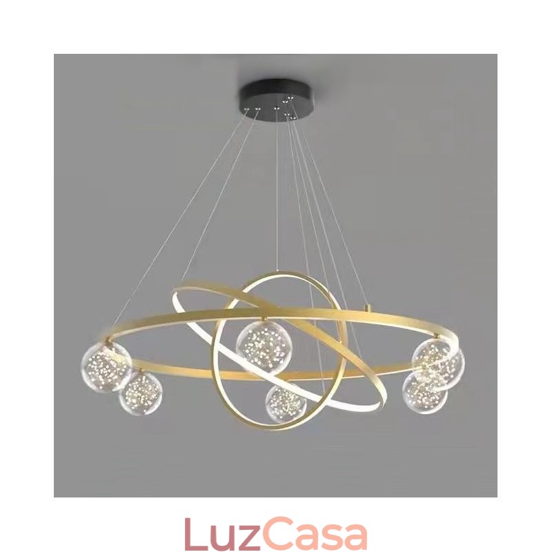 Luminária pendente nórdica moderna dourada circular
