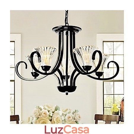 Lustre vintage estilo europeu de 5 luzes com braço com chifres Lustre vintage estilo europeu de 5 luzes com braço com chifres