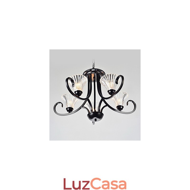 Lustre vintage estilo europeu de 5 luzes com braço com chifres