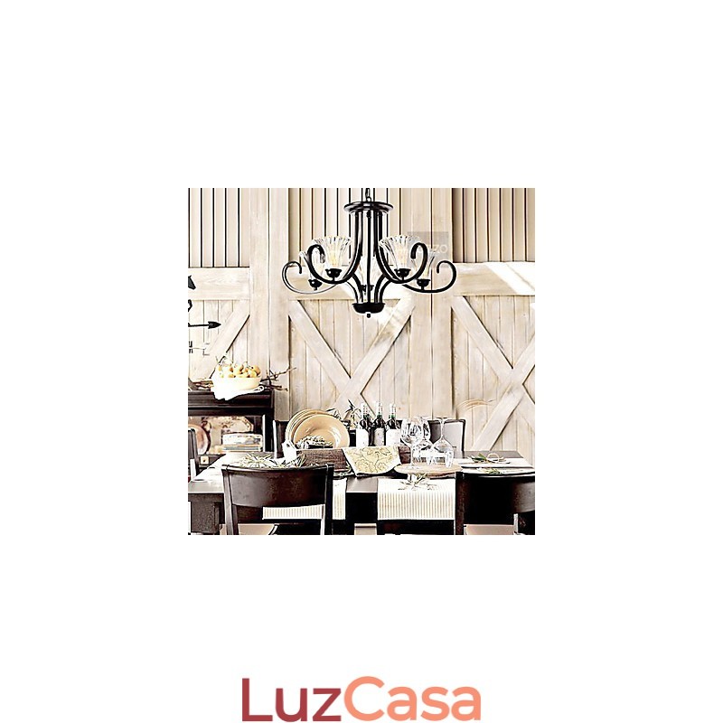 Lustre vintage estilo europeu de 5 luzes com braço com chifres