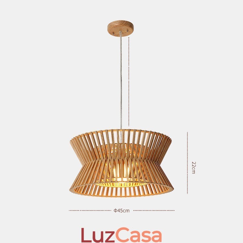Luminária pendente de madeira vintage