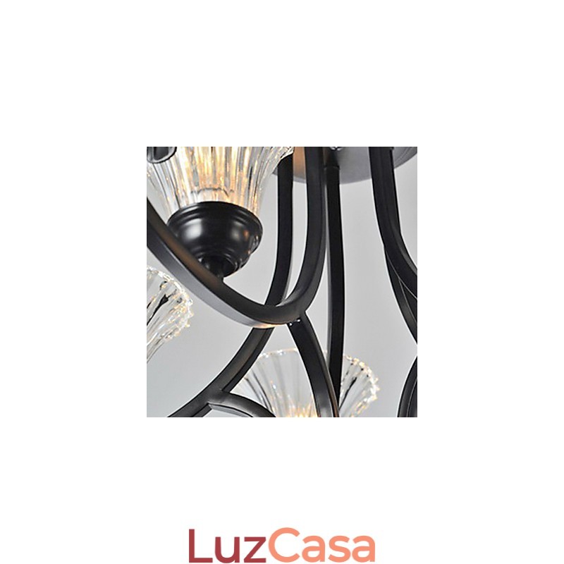 Lustre vintage estilo europeu de 5 luzes com braço com chifres