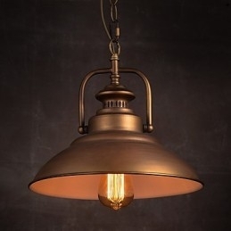 Luminária pendente retrô com cúpula de metal em estilo de fábrica antiga