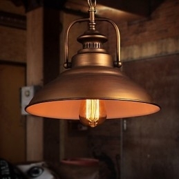 Luminária pendente retrô com cúpula de metal em estilo de fábrica antiga