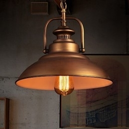 Luminária pendente retrô com cúpula de metal em estilo de fábrica antiga