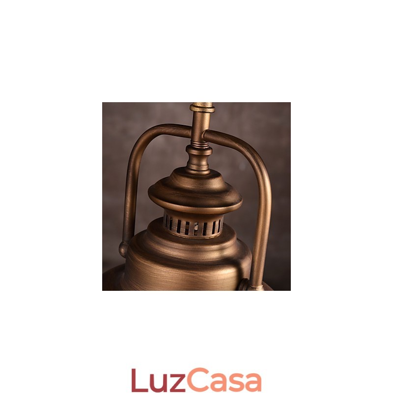 Luminária pendente retrô com cúpula de metal em estilo de fábrica antiga