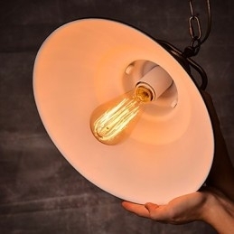 Luminária pendente retrô com cúpula de metal em estilo de fábrica antiga