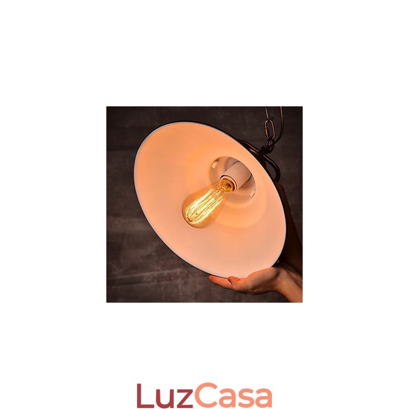 Luminária pendente retrô com cúpula de metal em estilo de fábrica antiga