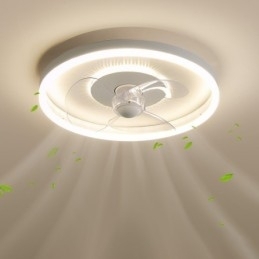 Ventilador de luz embutido moderno, redondo, ultrafino, silencioso, invisível, de espectro total, proteção para os olhos, regulável