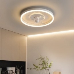 Ventilador de luz embutido moderno, redondo, ultrafino, silencioso, invisível, de espectro total, proteção para os olhos, regulável