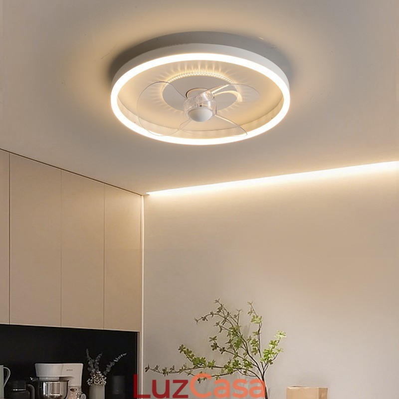 Ventilador de luz embutido moderno, redondo, ultrafino, silencioso, invisível, de espectro total, proteção para os olhos, regulável