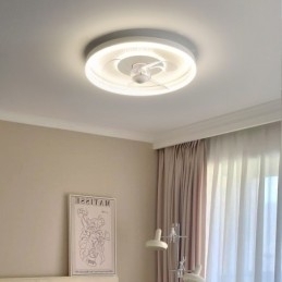 Ventilador de luz embutido moderno, redondo, ultrafino, silencioso, invisível, de espectro total, proteção para os olhos, regulável
