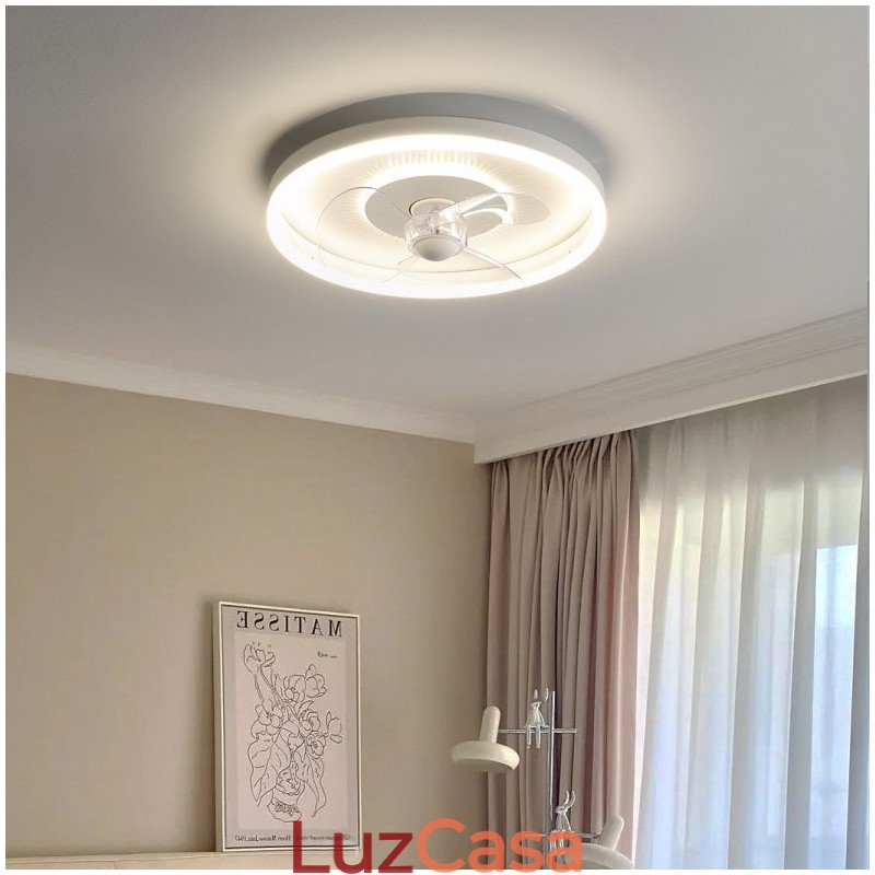 Ventilador de luz embutido moderno, redondo, ultrafino, silencioso, invisível, de espectro total, proteção para os olhos, regulável