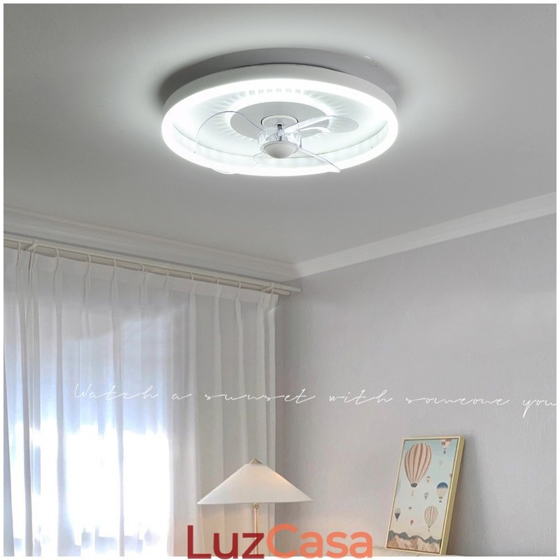Ventilador de luz embutido moderno, redondo, ultrafino, silencioso, invisível, de espectro total, proteção para os olhos, regulável