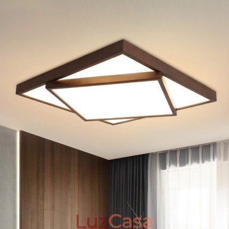 Duas camadas quadradas de madeira de nogueira preta moderna contemporânea estilo nórdico montagem embutida luz de teto de madeira também pode ser usada como luz de parede Duas camadas quadradas de madeira de nogueira preta moderna contemporânea estilo nórdico montagem embutida luz de teto de madeira também pode ser usada como luz de parede