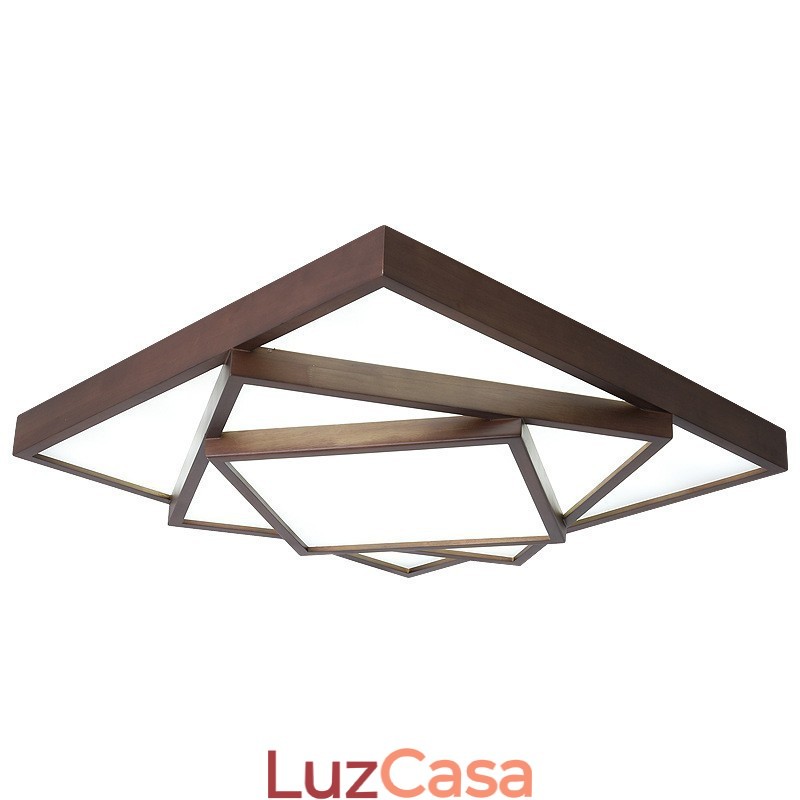 3 Camadas Quadrado Preto Nogueira Madeira Moderno Contemporâneo Estilo Nórdico Montagem Embutida Luz de Teto de Madeira Também Pode Ser Usado Como Luz de Parede