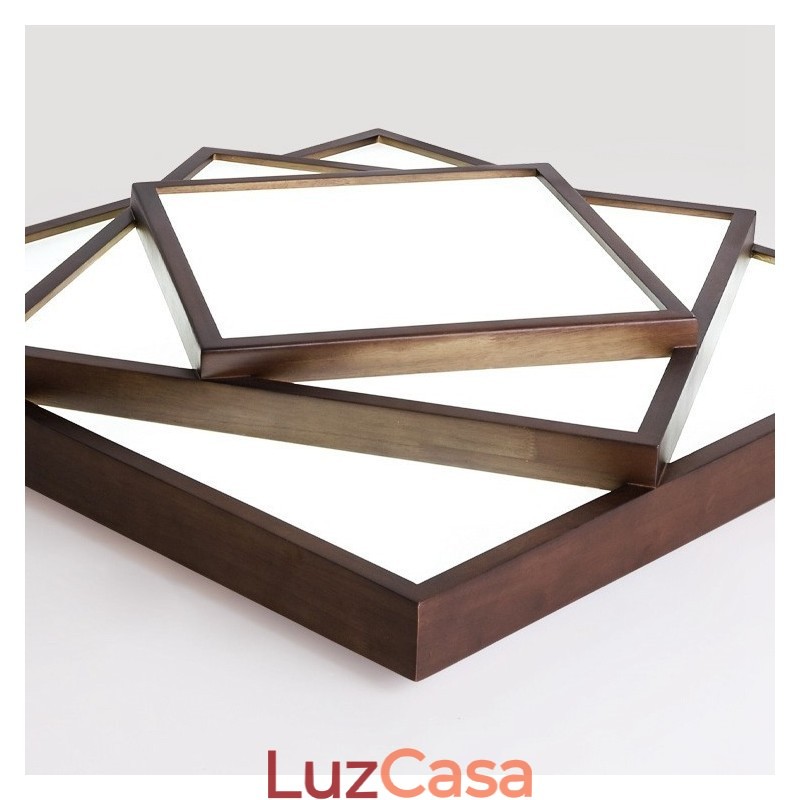 3 Camadas Quadrado Preto Nogueira Madeira Moderno Contemporâneo Estilo Nórdico Montagem Embutida Luz de Teto de Madeira Também Pode Ser Usado Como Luz de Parede
