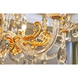 Lustre de cristal de luxo dourado com 6 luzes e 8 luzes