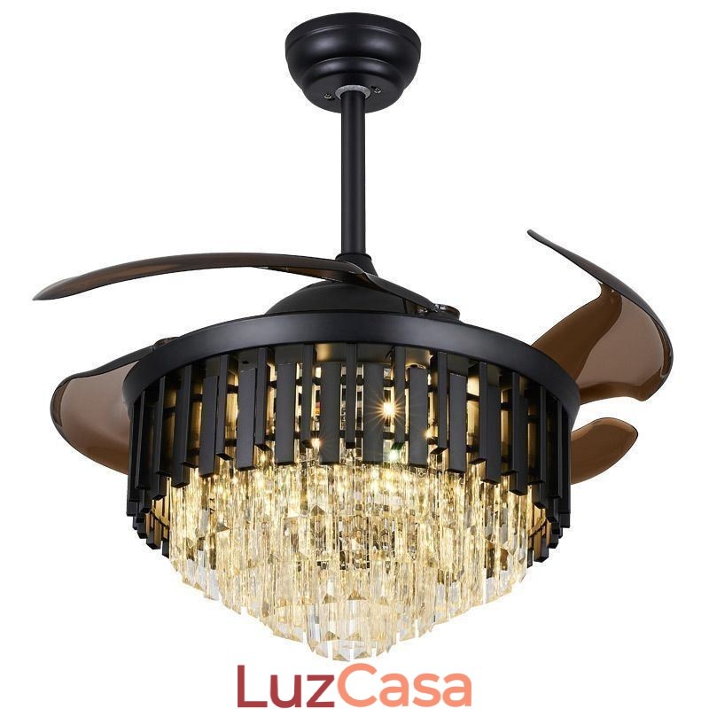 Ventilador de Teto Retrátil Light Crystal Ceiling Fan