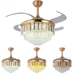 Ventilador de Teto Retrátil Light Crystal Ceiling Fan