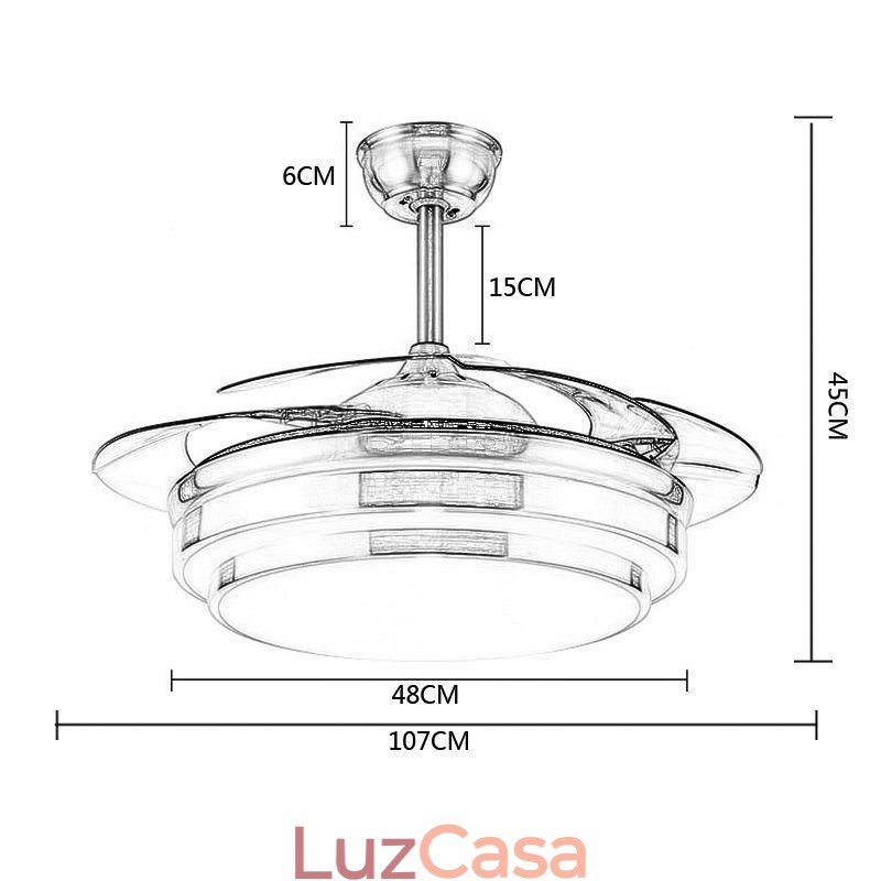 Luminária de teto moderna ABS Fan Blade Iluminação acrílica
