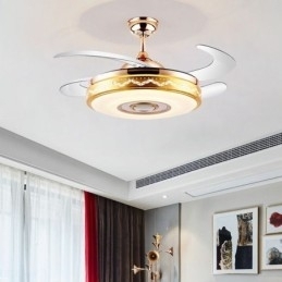 Ventilador de teto moderno eletrogalvanizado com luz inversora