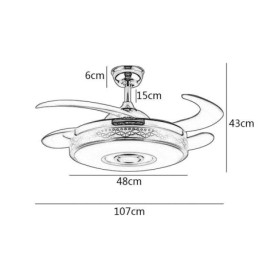 Ventilador de teto moderno eletrogalvanizado com luz inversora