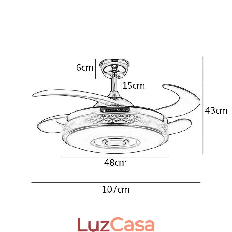 Ventilador de teto moderno eletrogalvanizado com luz inversora