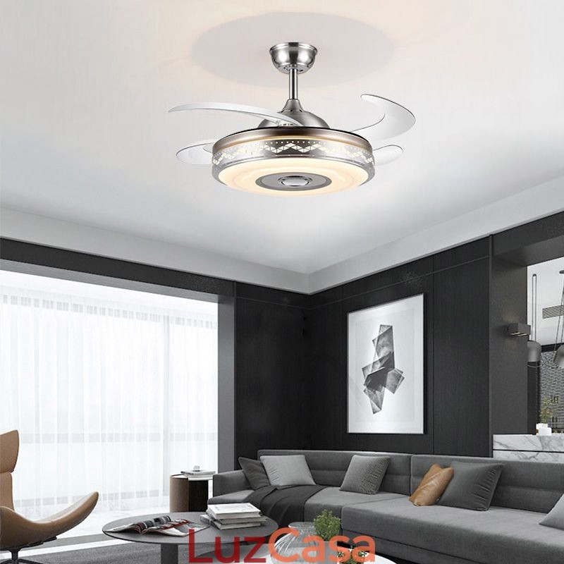 Ventilador de teto moderno eletrogalvanizado com luz inversora