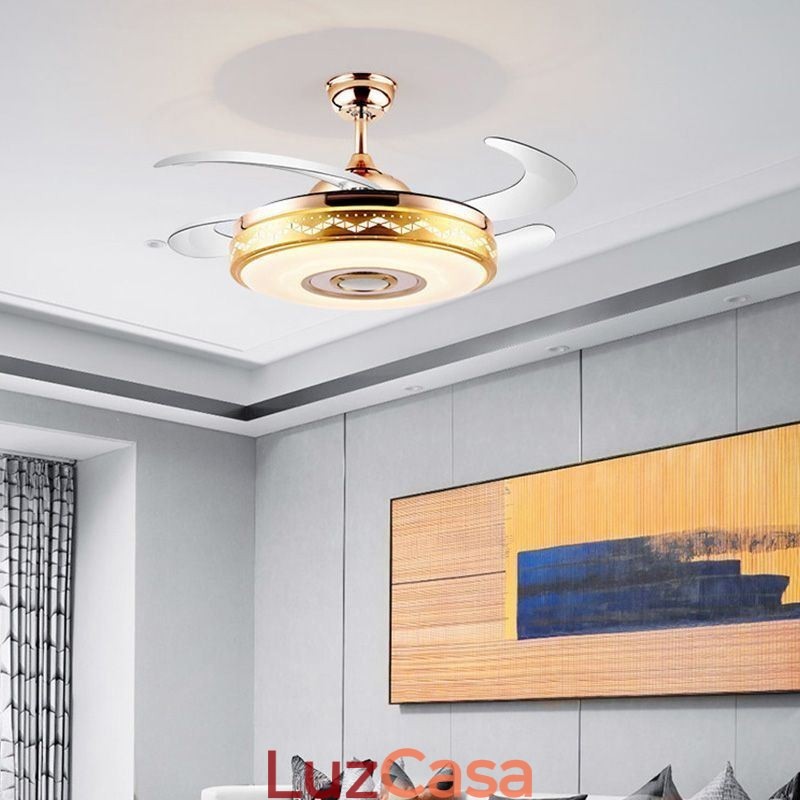 Ventilador de teto moderno eletrogalvanizado com luz inversora