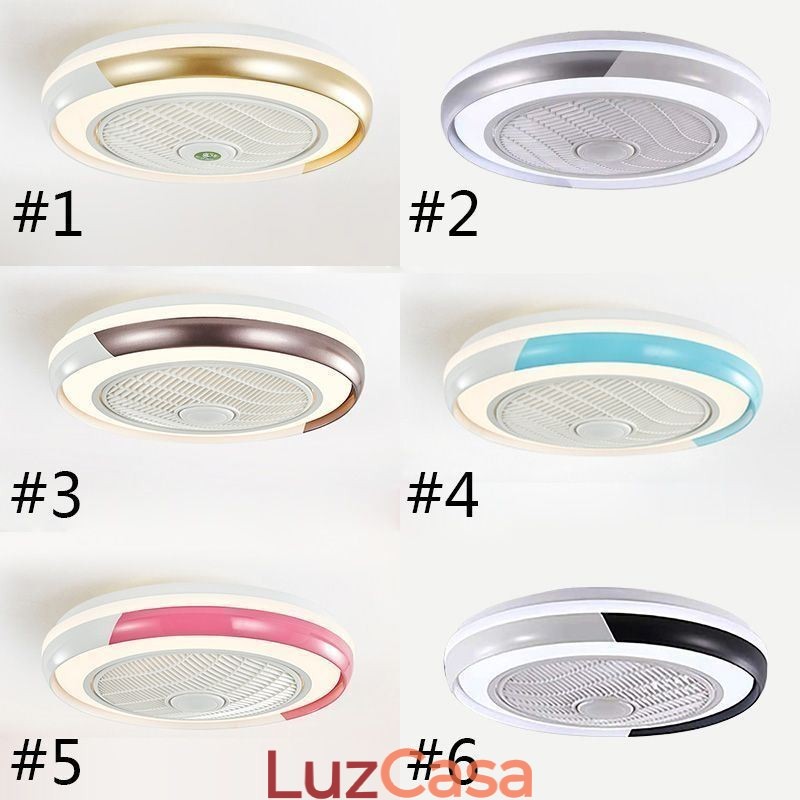 Ventilador de teto moderno, luminária de teto redonda acrílica com controle remoto
