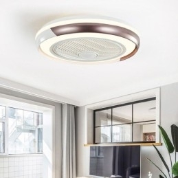 Ventilador de teto moderno, luminária de teto redonda acrílica com controle remoto