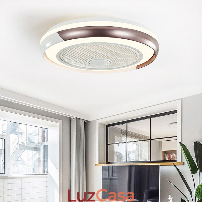 Ventilador de teto moderno, luminária de teto redonda acrílica com controle remoto