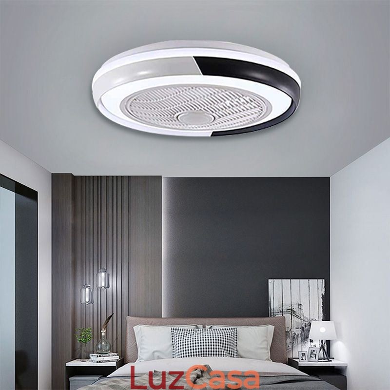 Ventilador de teto moderno, luminária de teto redonda acrílica com controle remoto