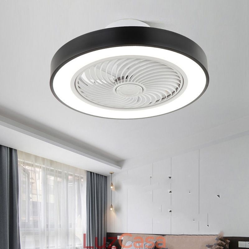 Luzes de ventilador de teto modernas com controle remoto Lâmpada de teto redonda de acrílico