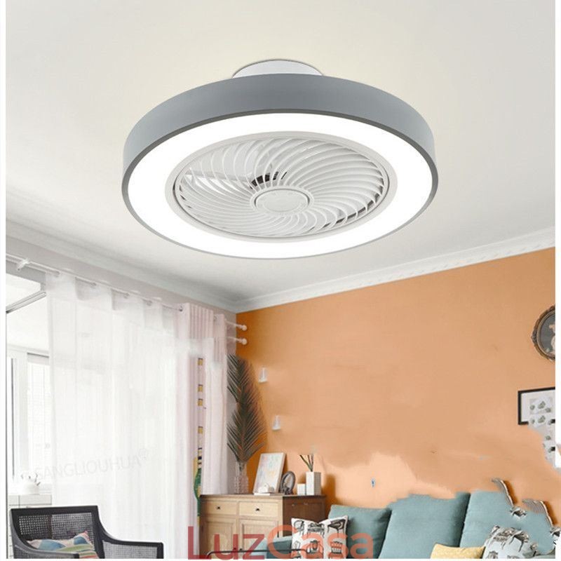 Luzes de ventilador de teto modernas com controle remoto Lâmpada de teto redonda de acrílico