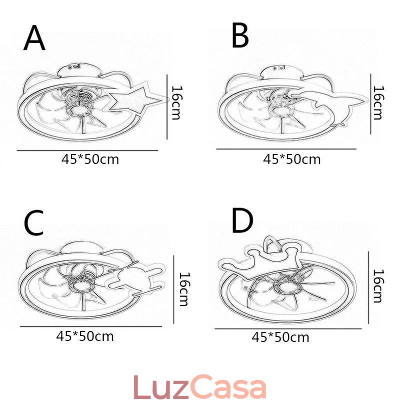 Ventilador de teto de desenho animado, luminária de teto criativa para crianças