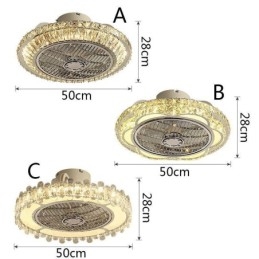 Ventilador de teto de cristal Luz dourada Lâmpada de teto redonda