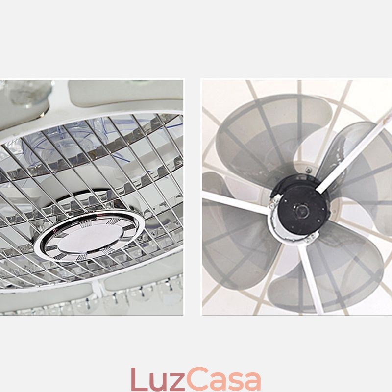 Ventilador de teto de cristal Luz dourada Lâmpada de teto redonda