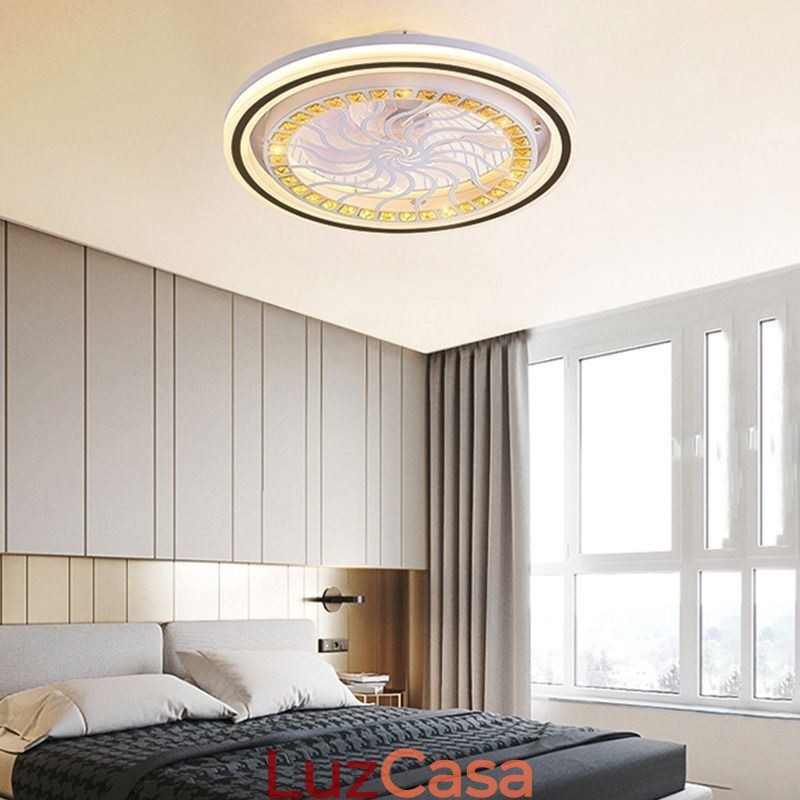 Ventilador de teto inteligente com decoração de escurecimento contínuo de luz