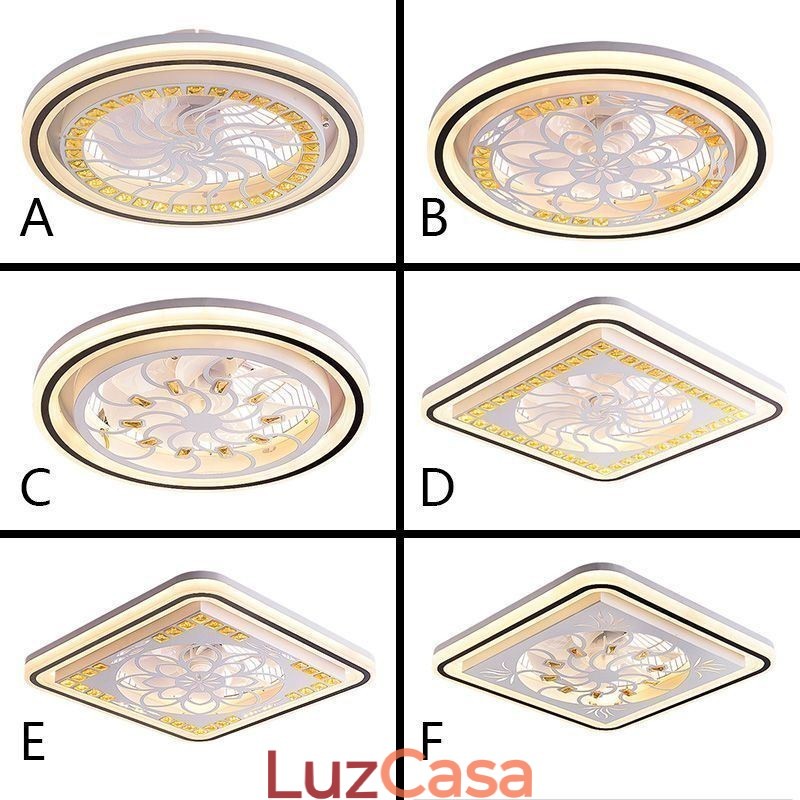 Ventilador de teto inteligente com decoração de escurecimento contínuo de luz