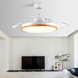 Ventilador de teto inversor moderno com controle remoto, lâmpada de teto tricolor com escurecimento
