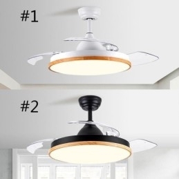 Ventilador de teto inversor moderno com controle remoto, lâmpada de teto tricolor com escurecimento